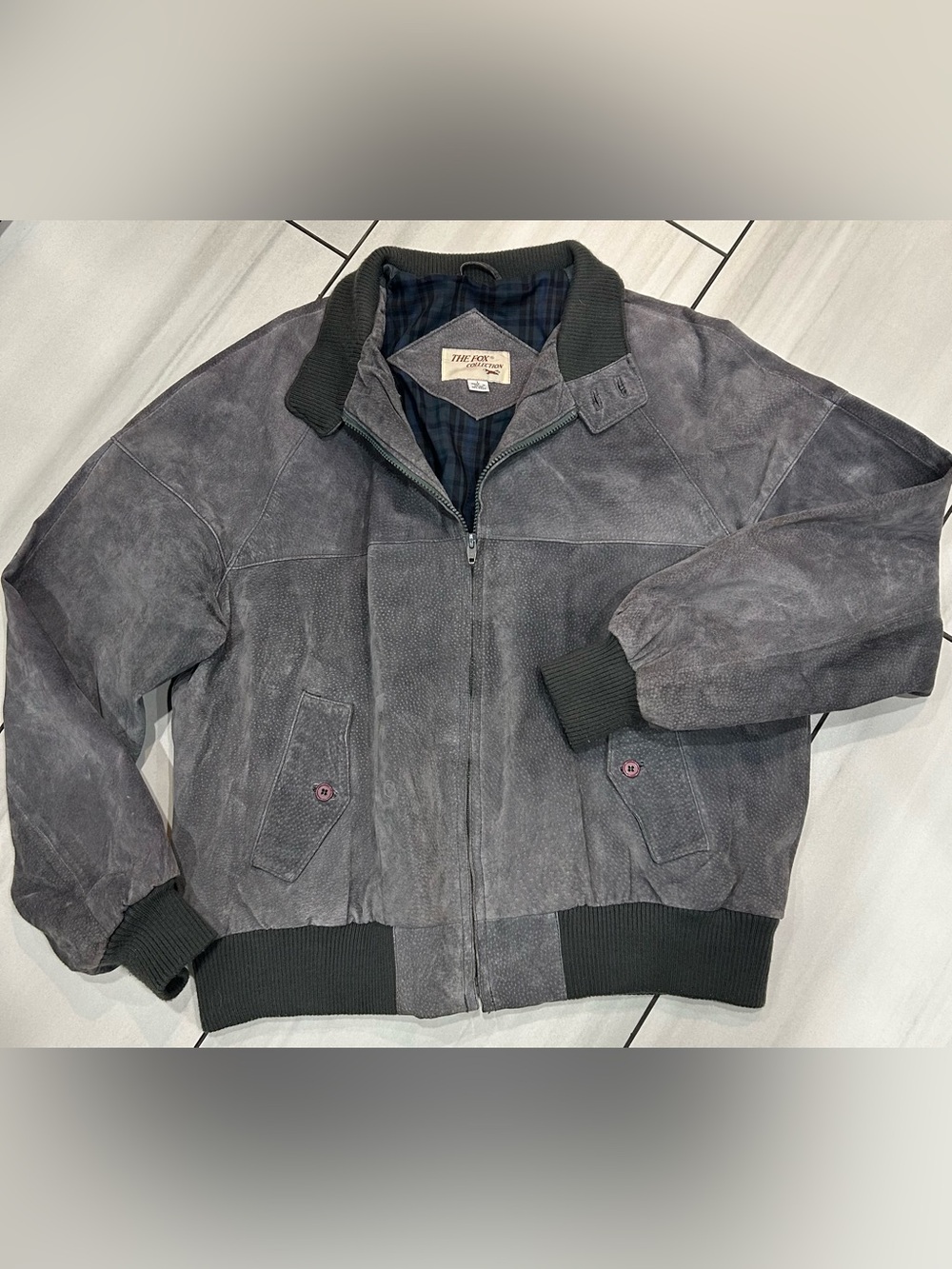 Vtg The Fox Collection Suede Leather Western Cowboy Coat Men’s Sz L Gray